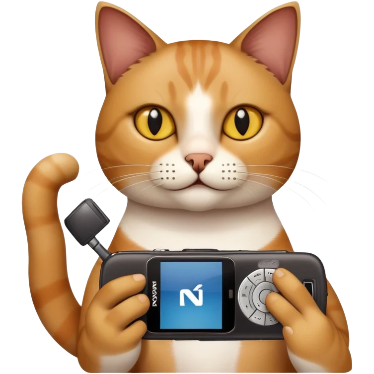 cat with nokia n73 phone emoji