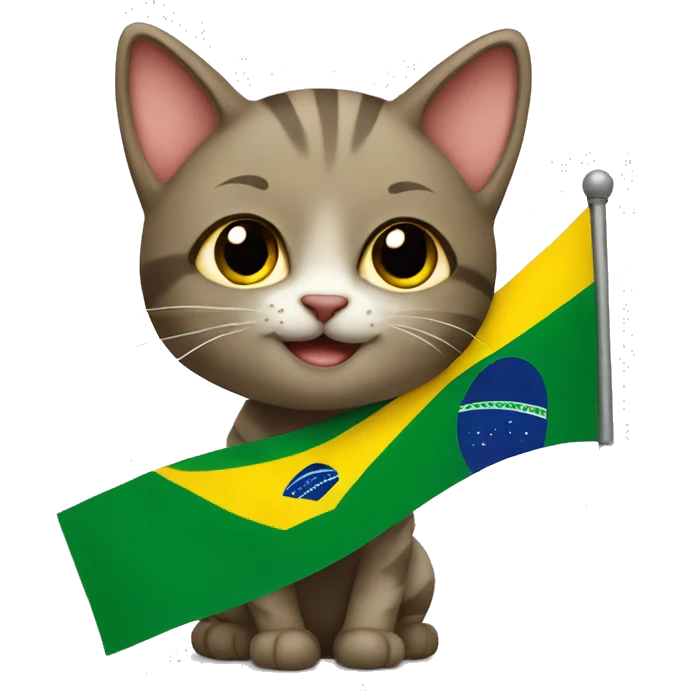 cat holding the Brazilian flag emoji