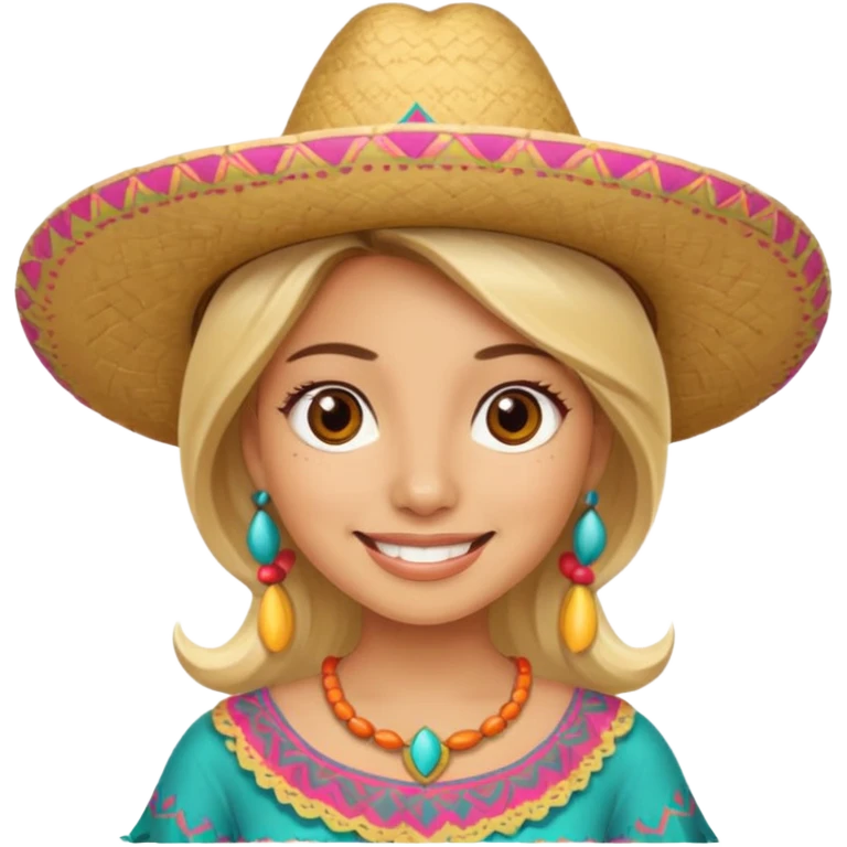 Blonde Mexican woman with a sombrero smiling emoji