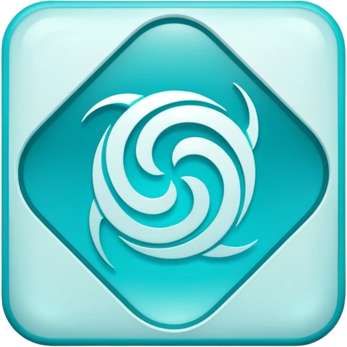 a Tiny compressed Stylized light-turquoise wind wind symbol inside a gradient white square icon, light turquoise borders emoji