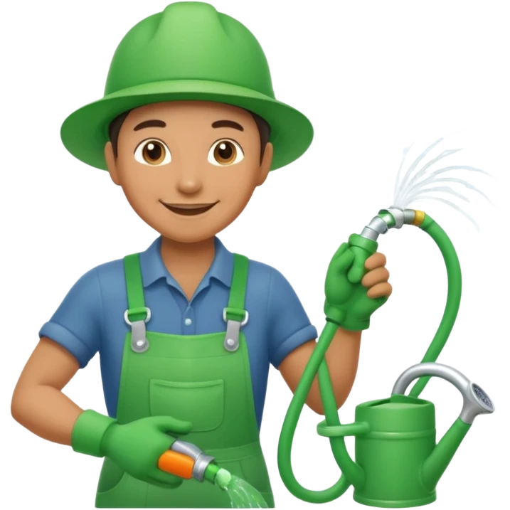 gardener watering with a hose emoji