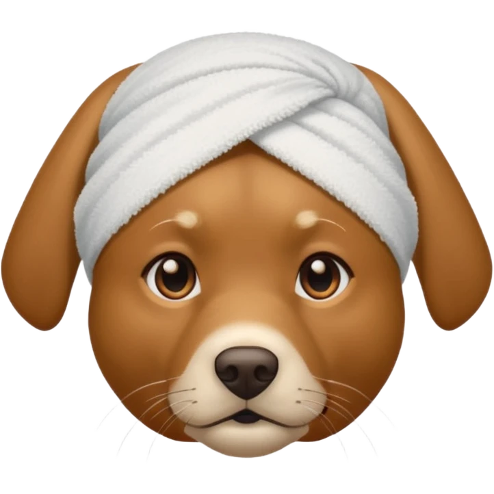 Lab wearing a towel on head emoji