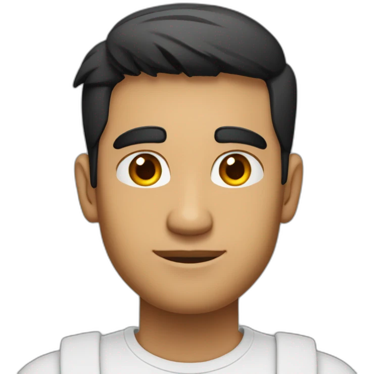 Indian white tan skin man developer in plain white shirt with sleeve up and nice short black hair profile image emoji