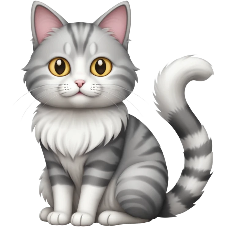 a grey and white cat sitting regally emoji
