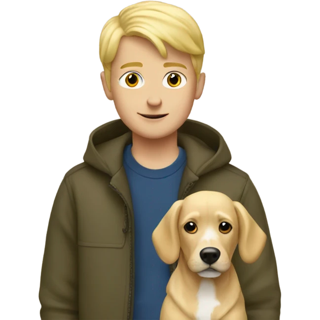 blonde boy with dog outdoors emoji