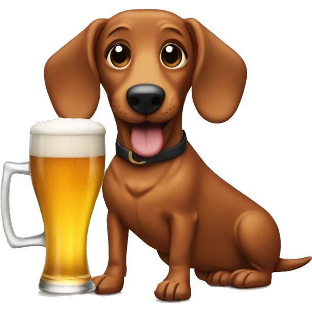 Wiener dog drinking a beer emoji