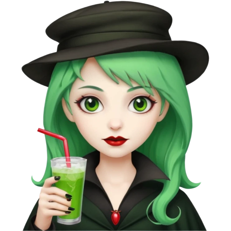vampire green hair Drink holders with hat  emoji