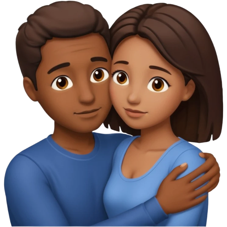 intimate moment between lovers. Brown skin  emoji
