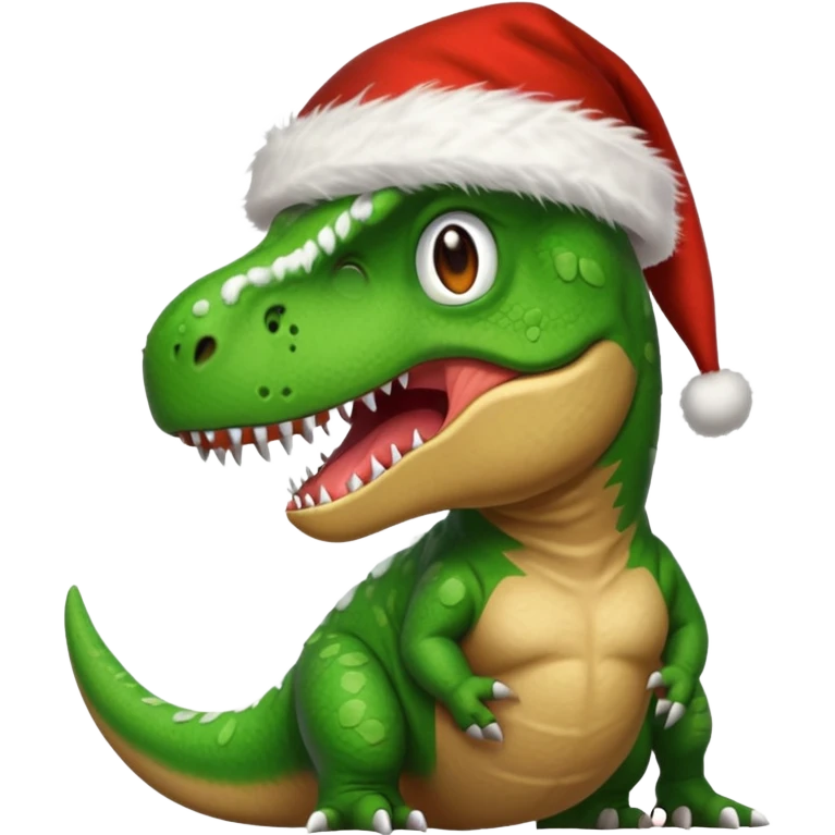 T-Rex with a Santa hat emoji