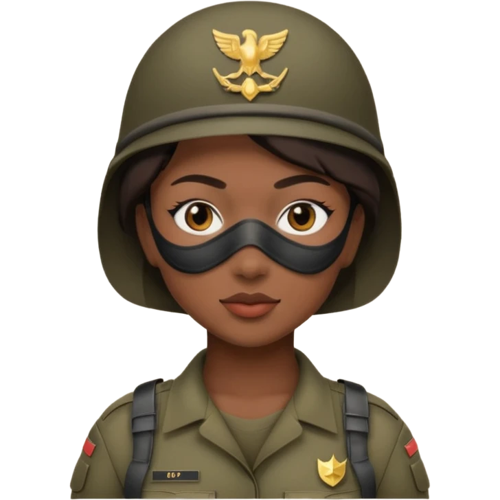 woman soldier with hair style wearing mask emoji