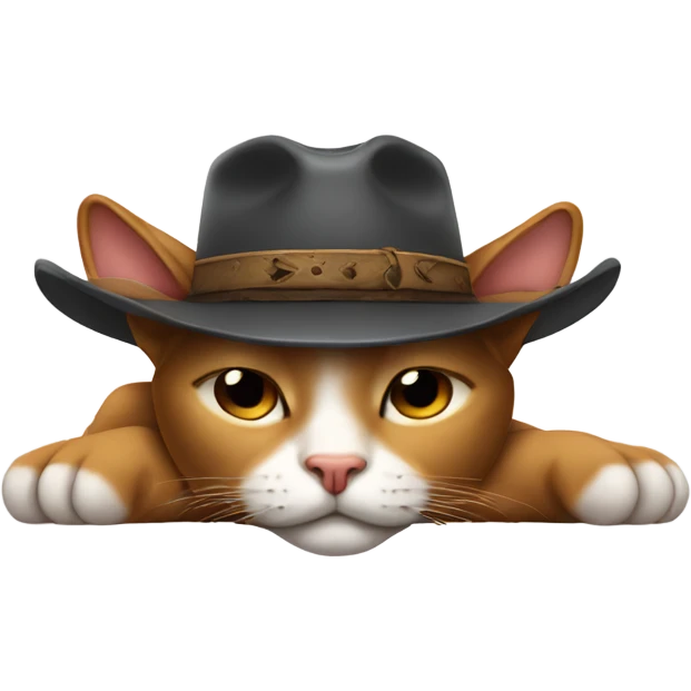 a lazy cat sleeping with a cow boy hat emoji