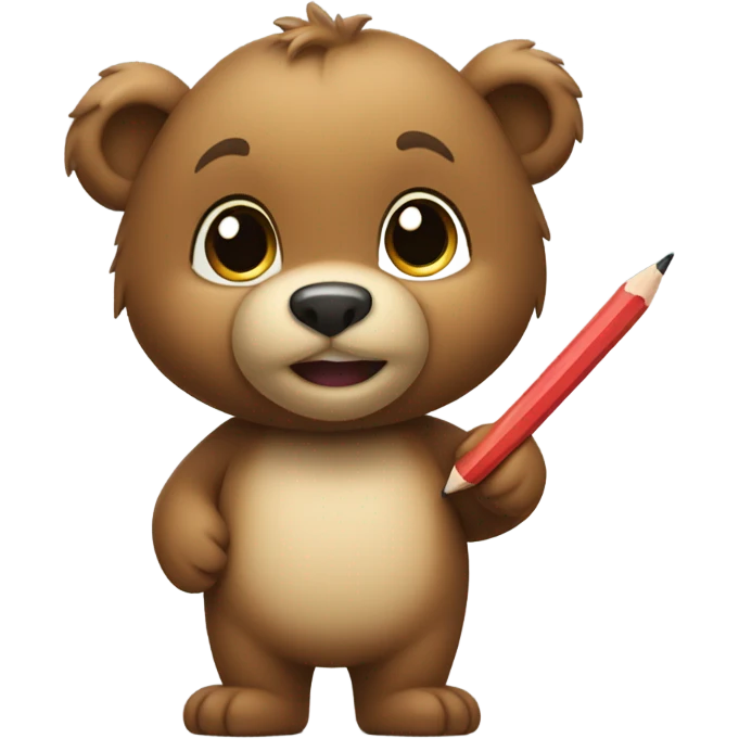 Cub bear with an Apple Pencil emoji
