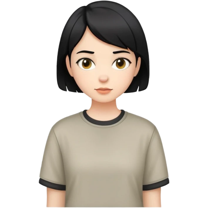 girl with short black hair, dressed in casual boyish outfit emoji