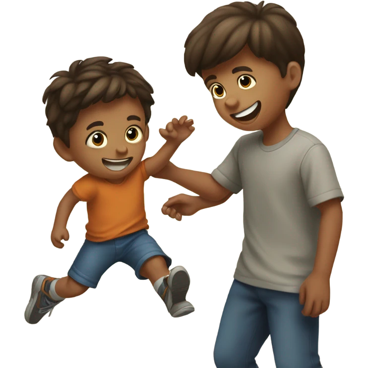 little boy playing with his older brother emoji