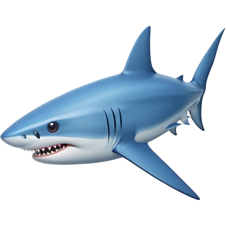 blue shark with sharp teeth swimming emoji