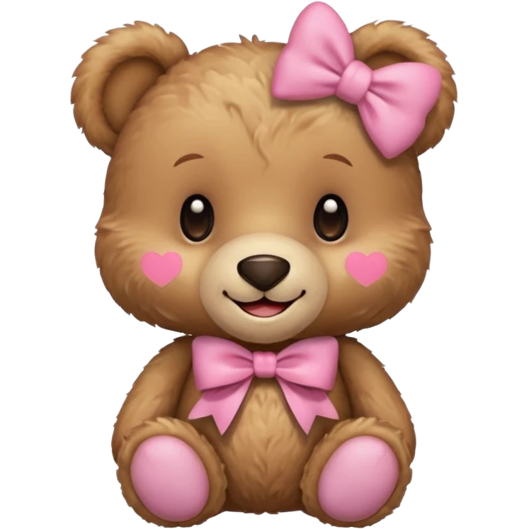 Cute teddy bear with a pink bow. emoji