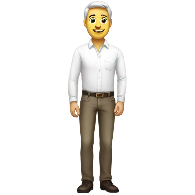male in white shirt indoors emoji
