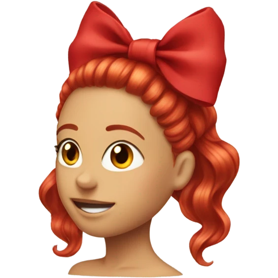 red open hair from behind with a red bow emoji