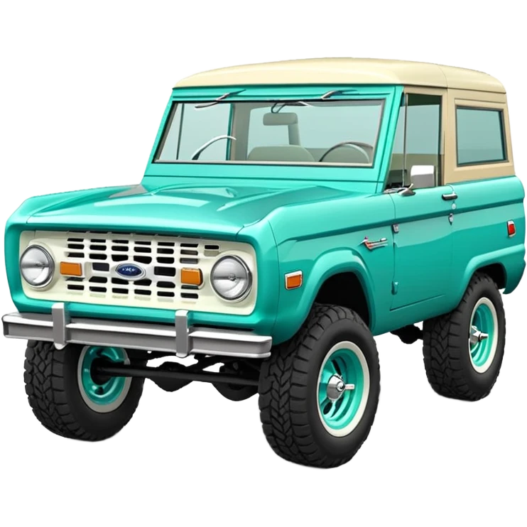 turquoise green classic ford bronco with slot alminum wheels emoji