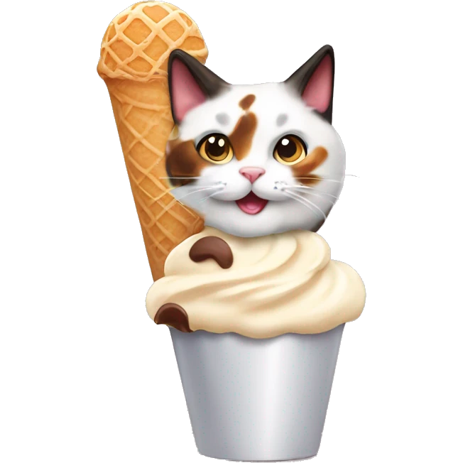 Icecream with calico cat emoji