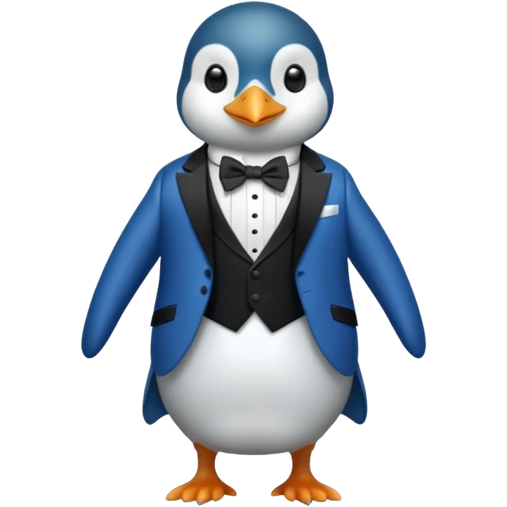 A blue penguin in a tuxedo emoji