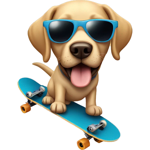 Labrador with shades on a skateboard shooting  emoji