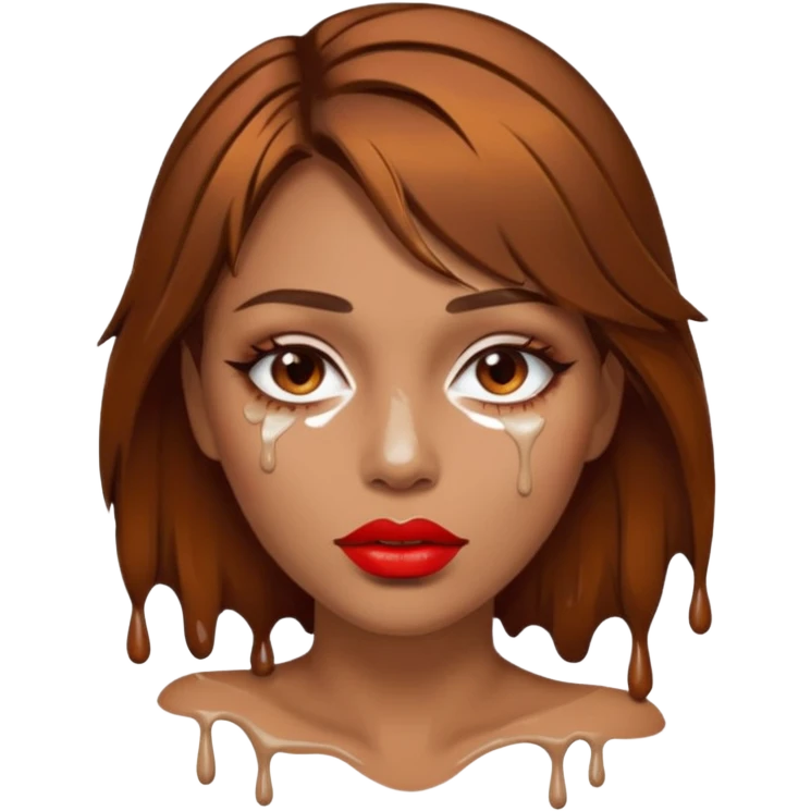 Brown Hair, Woman, white paint drip, face, hot, Sexy, lips emoji