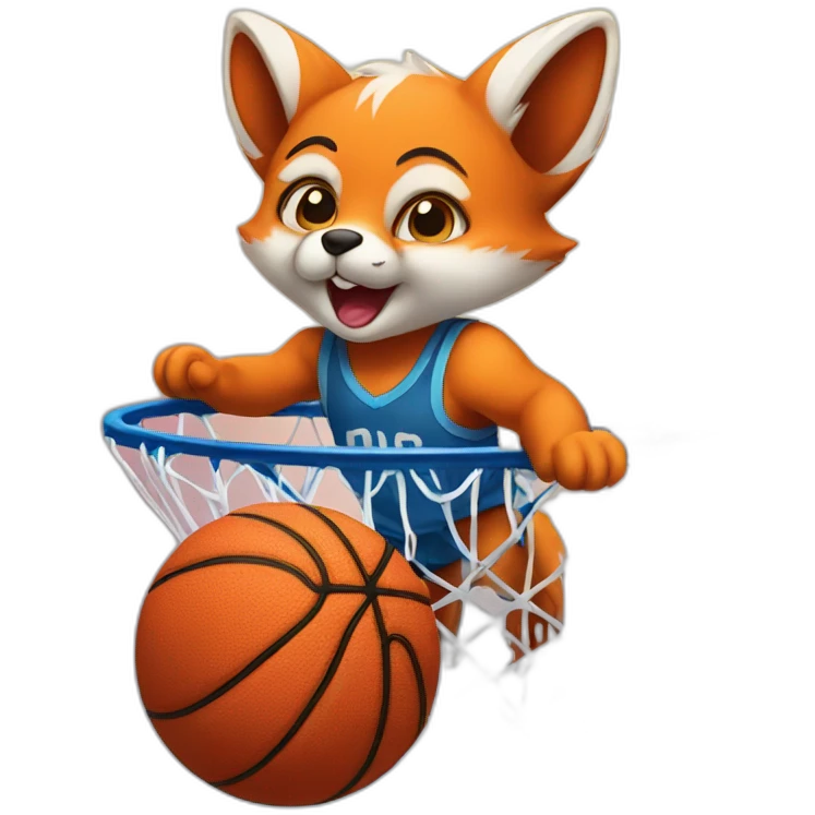 baby fox dunking a basketball emoji