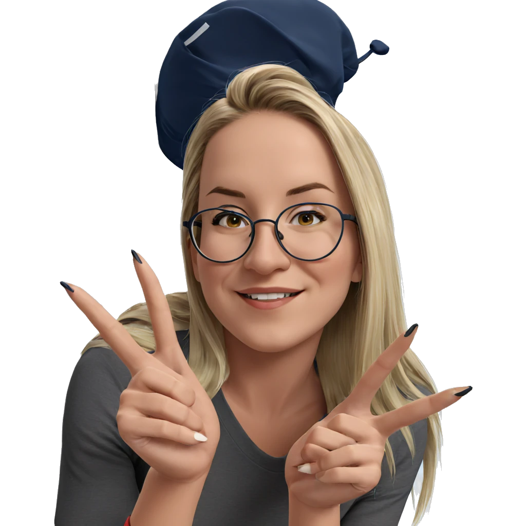 blonde girl with cup and smile emoji