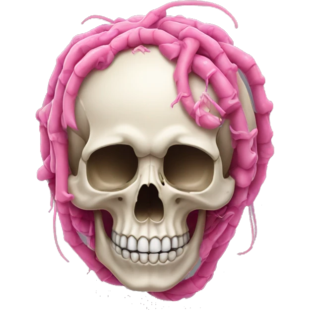 Skull with pink worms on top emoji