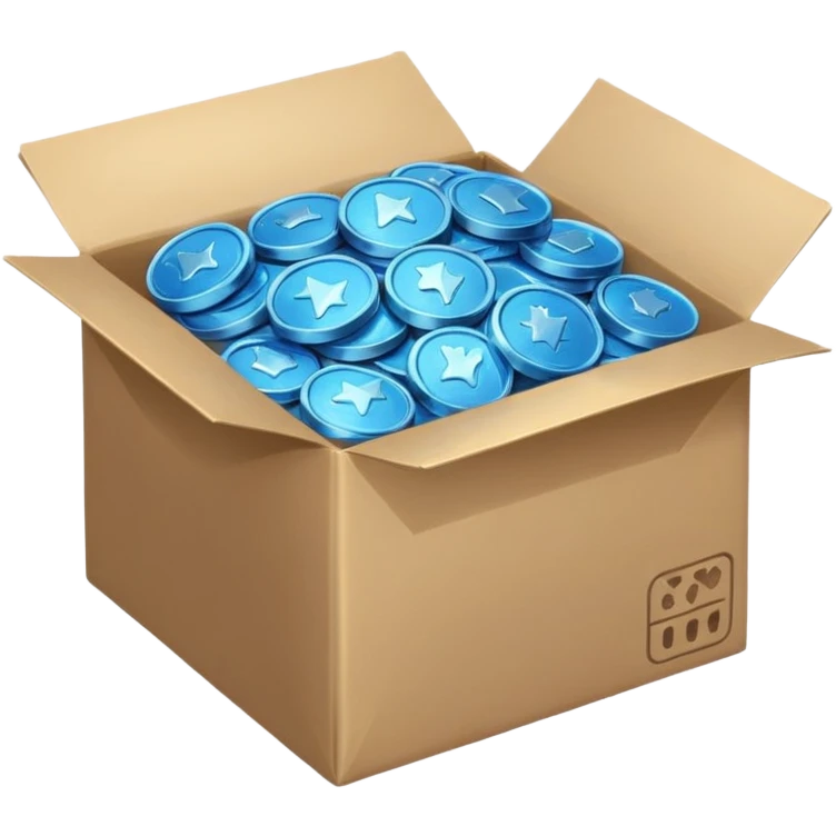 blue coins credit in a package emoji