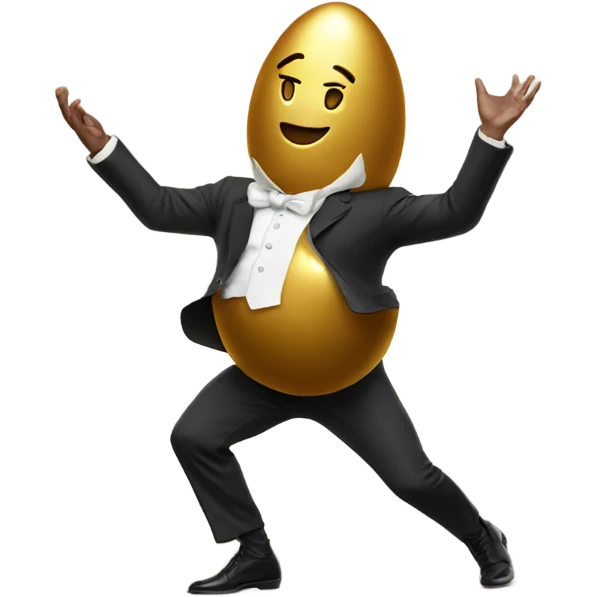 Golden Egg man Dancing emoji