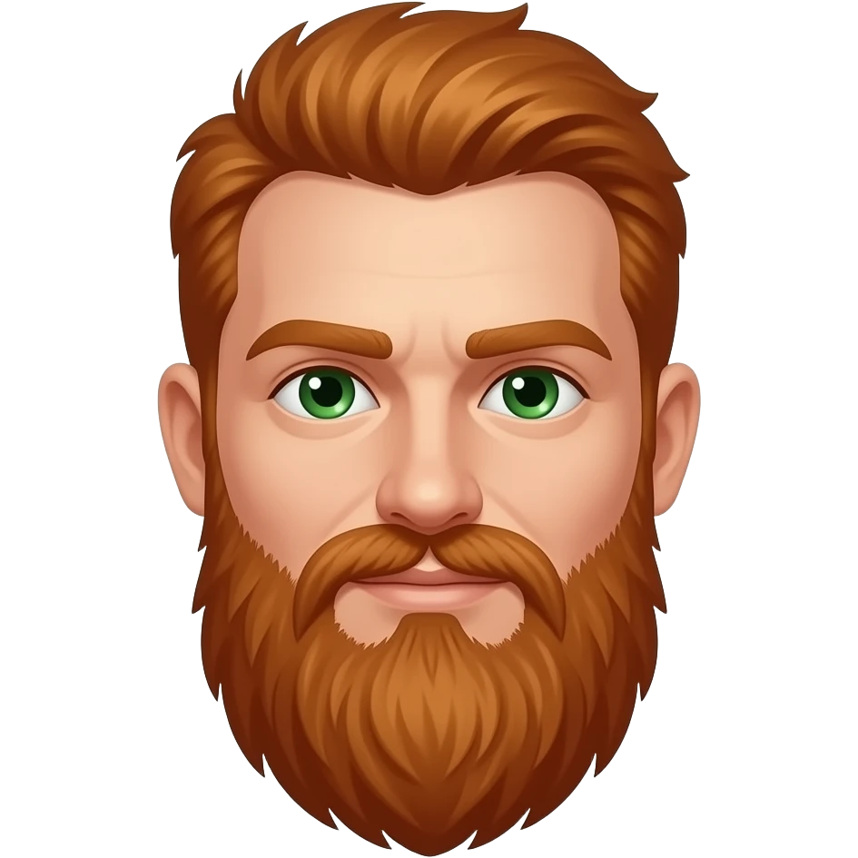 Redheaded, beard male, green eyes emoji