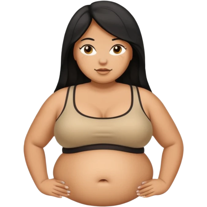  fat tan long half-white half-black hair nicki minaj with inflated belly emoji