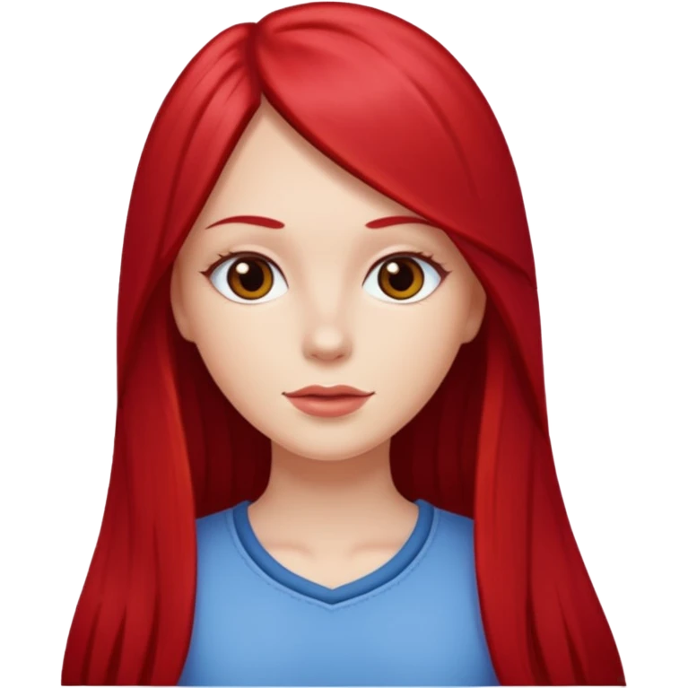 white girl with cherry red long straight hair emoji