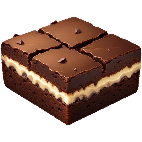 Cinematic Realistic Brownies, rich and dense with a deep chocolate hue, slightly cracked on top revealing the fudgy center, soft light reflecting off the warm surface, a few crumbs scattered around, glowing with an indulgent and comforting texture. emoji