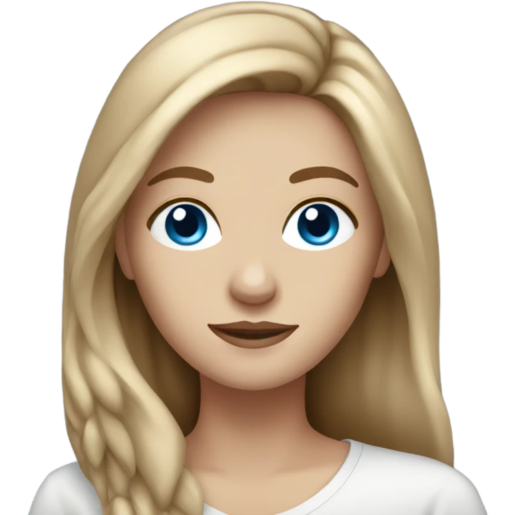 White woman. Long brown hair. Blue eyes emoji