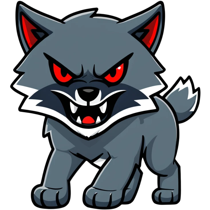 angry snarling black wolf with red eyes emoji