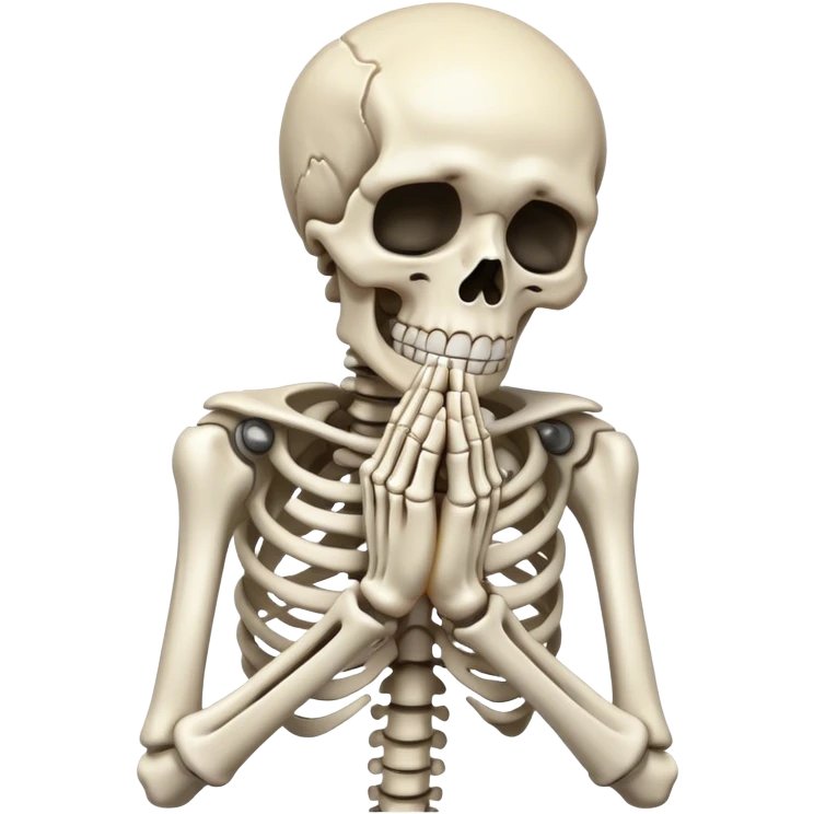skeleton crying with prayer hands emoji