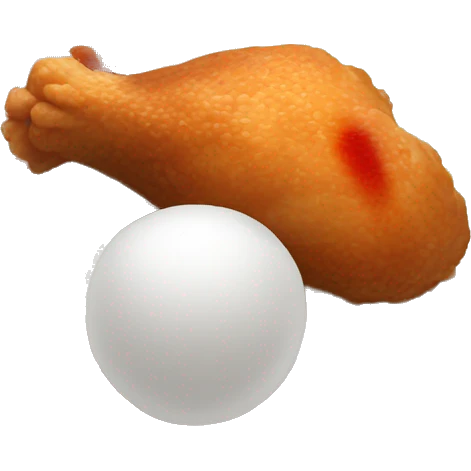 white ball of rice with a chicken leg and a side of hot sauce emoji