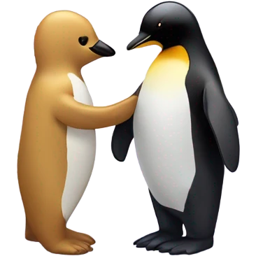 teddybear holding hands with a penguin 💜 emoji