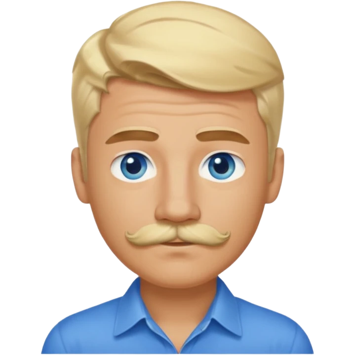 normal emoji 👨🏼 guy with blond hair, mustache, and blue eyes. No shoulders or neck. Just head. Hair a little mussed and stylish emoji