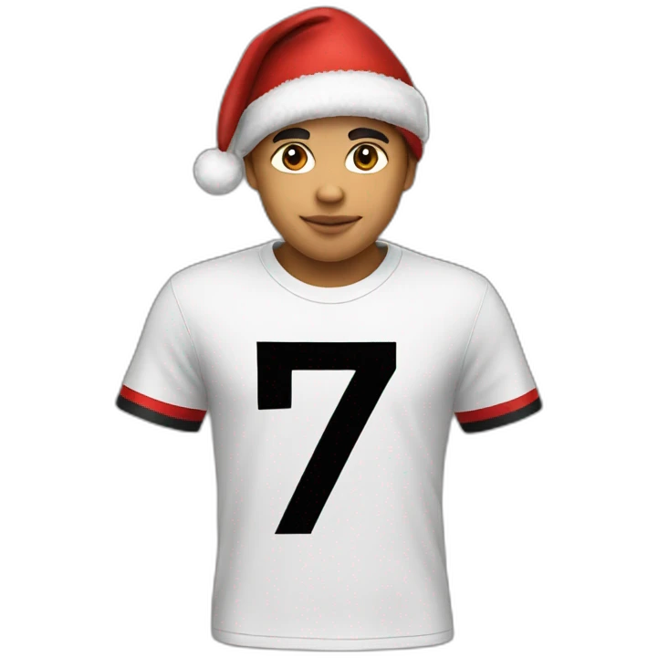 boy with red and black AC Milan t-shirt with Christmas hat emoji