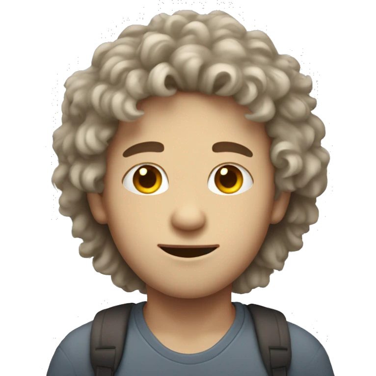 white sknned boy with wavy fluffy hair that cover forehead emoji