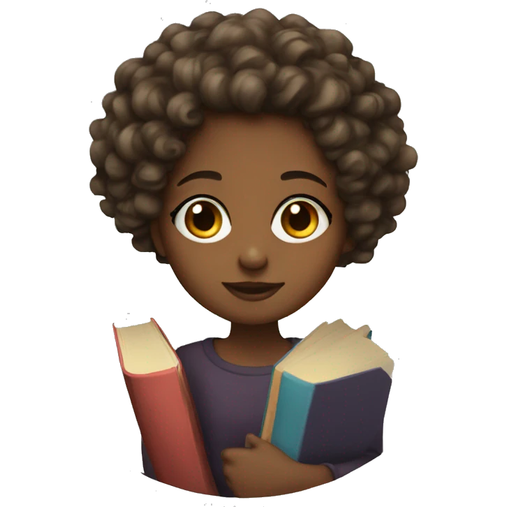Girl with curls and Books emoji