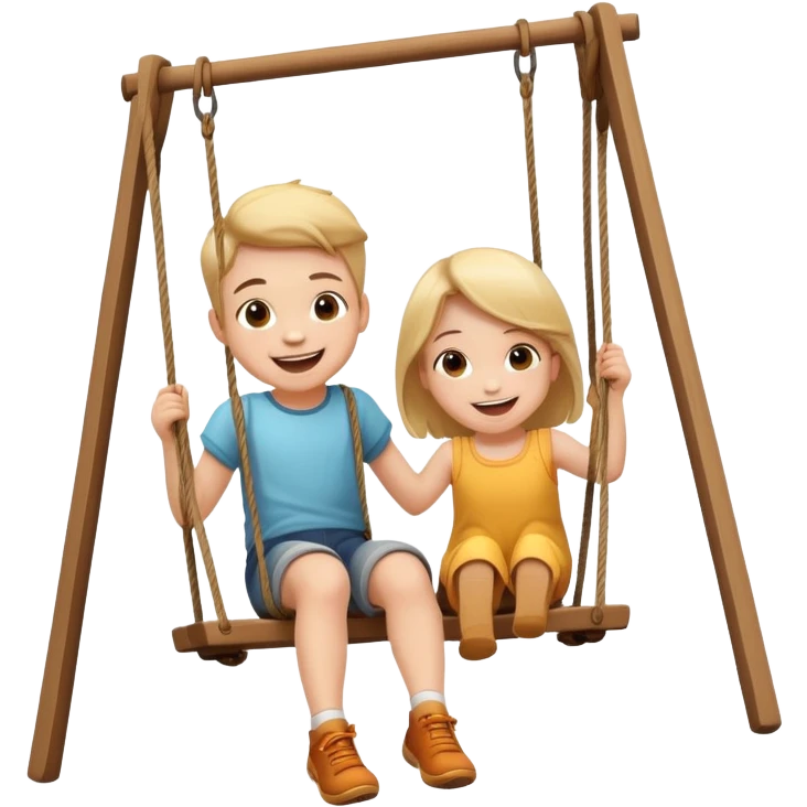 child swinging on a swing, joyful expression emoji