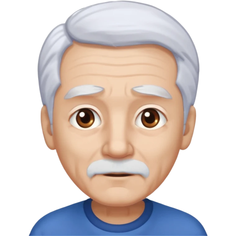 abuelo con pelo blanco, ojos cafés y ropa azul emoji