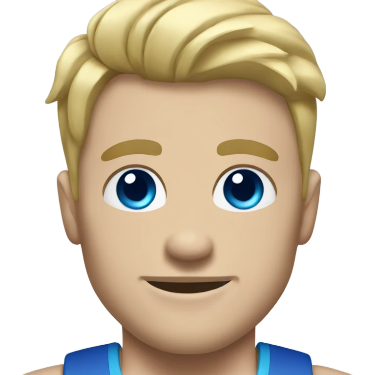 Blond blue eyes male Weightlifter emoji