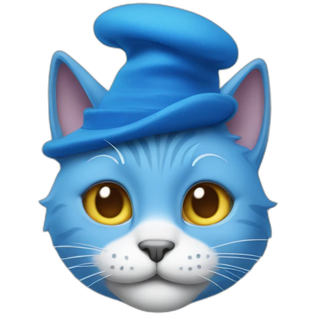 Blue cat with a smurf hat emoji