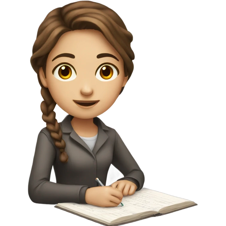 girl with brown hair and light brown eyes studying physics emoji